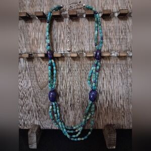 Jay King Mine Finds DTR .925 Turquoise With Lapis Lazuli Multi Bead Necklace